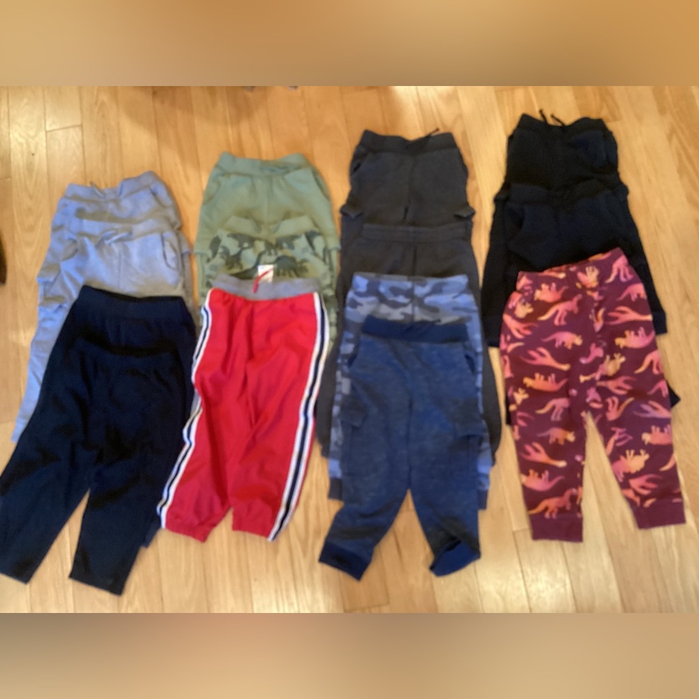 13+ prs of size 3T mostly Garanimals   Dinosaur Print and Solid Jogger Pants